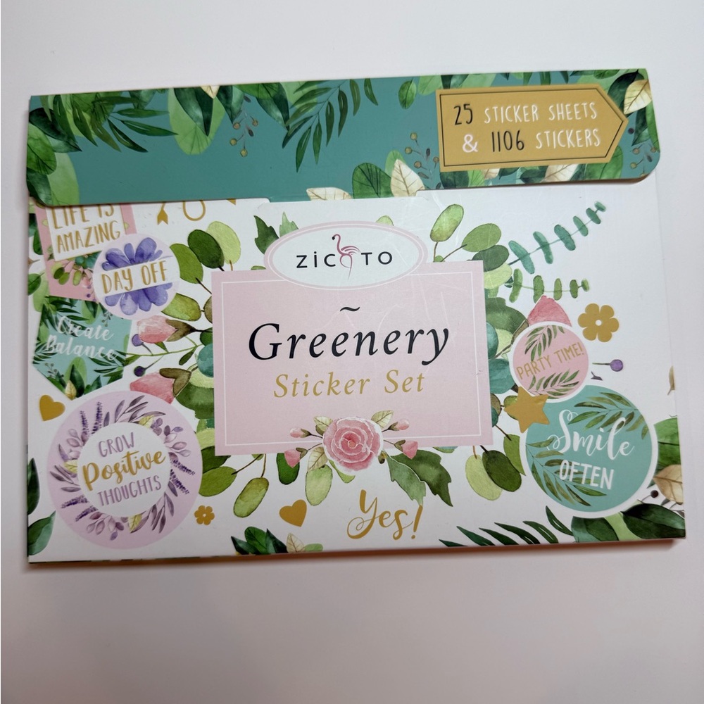 Greenery Sticker Set - Green and Pink